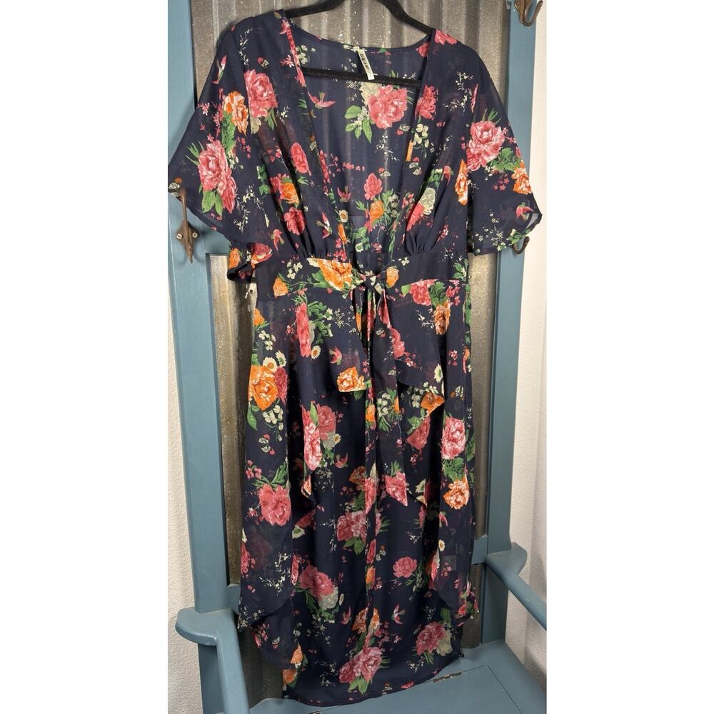 Live 4 Truth Sheer Cover Up Wrap Kimono Floral Womens Size Large Boho Summer